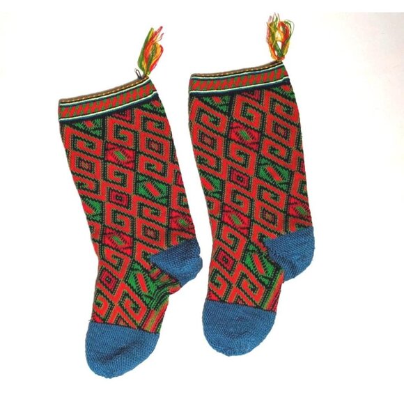 HANDMADE Other - Vintage Hand-Knit Wool Christmas Stockings – Matching Pair